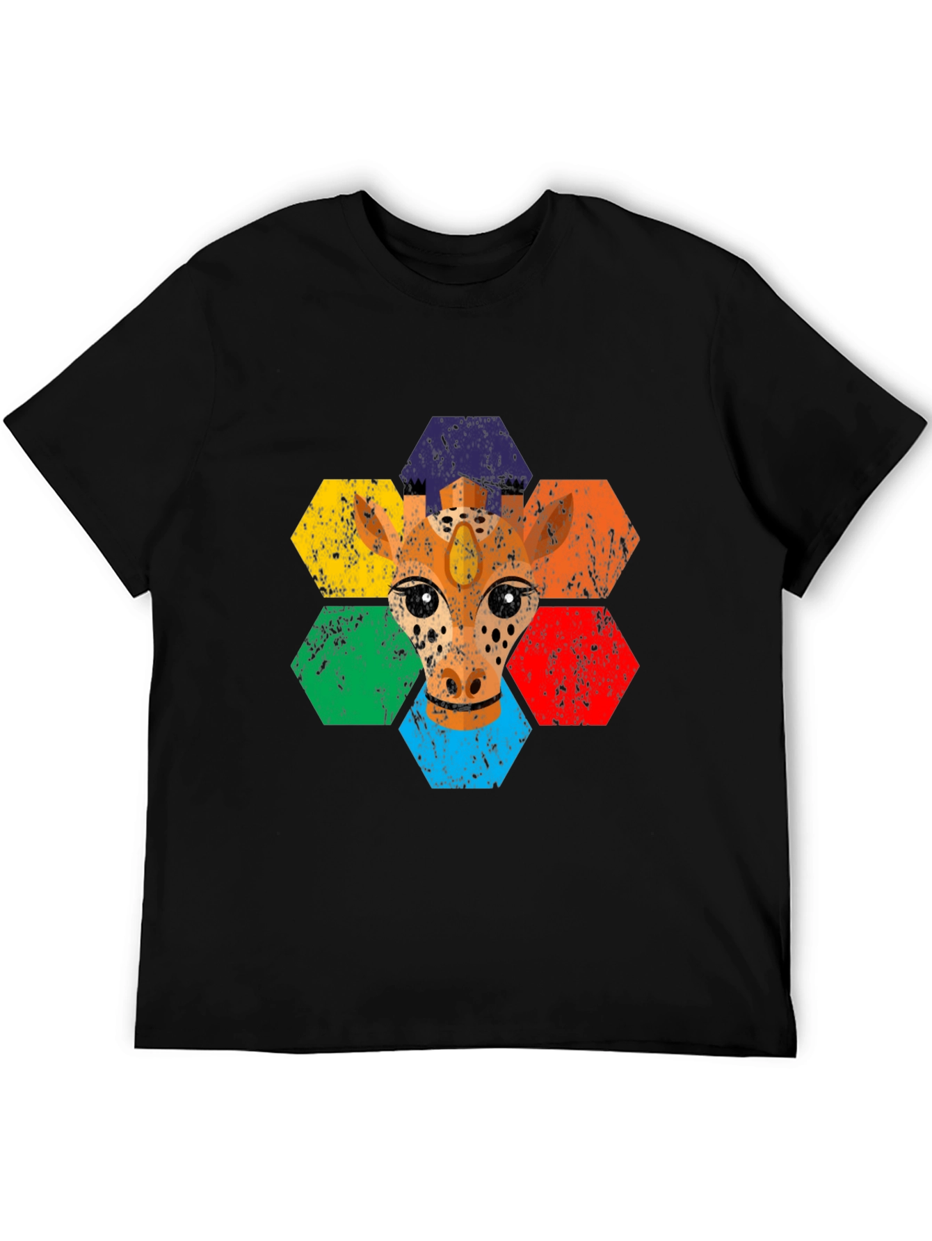 Rainbow Giraffe Hexagon T-Shirt