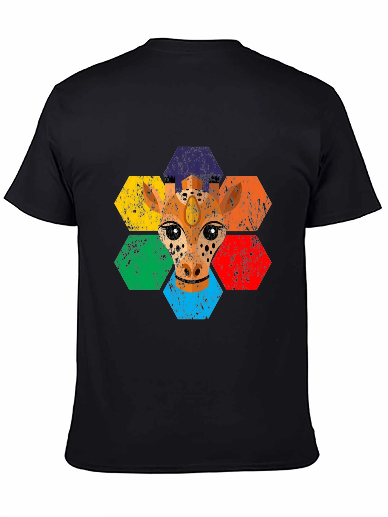 Rainbow Giraffe Hexagon T-Shirt