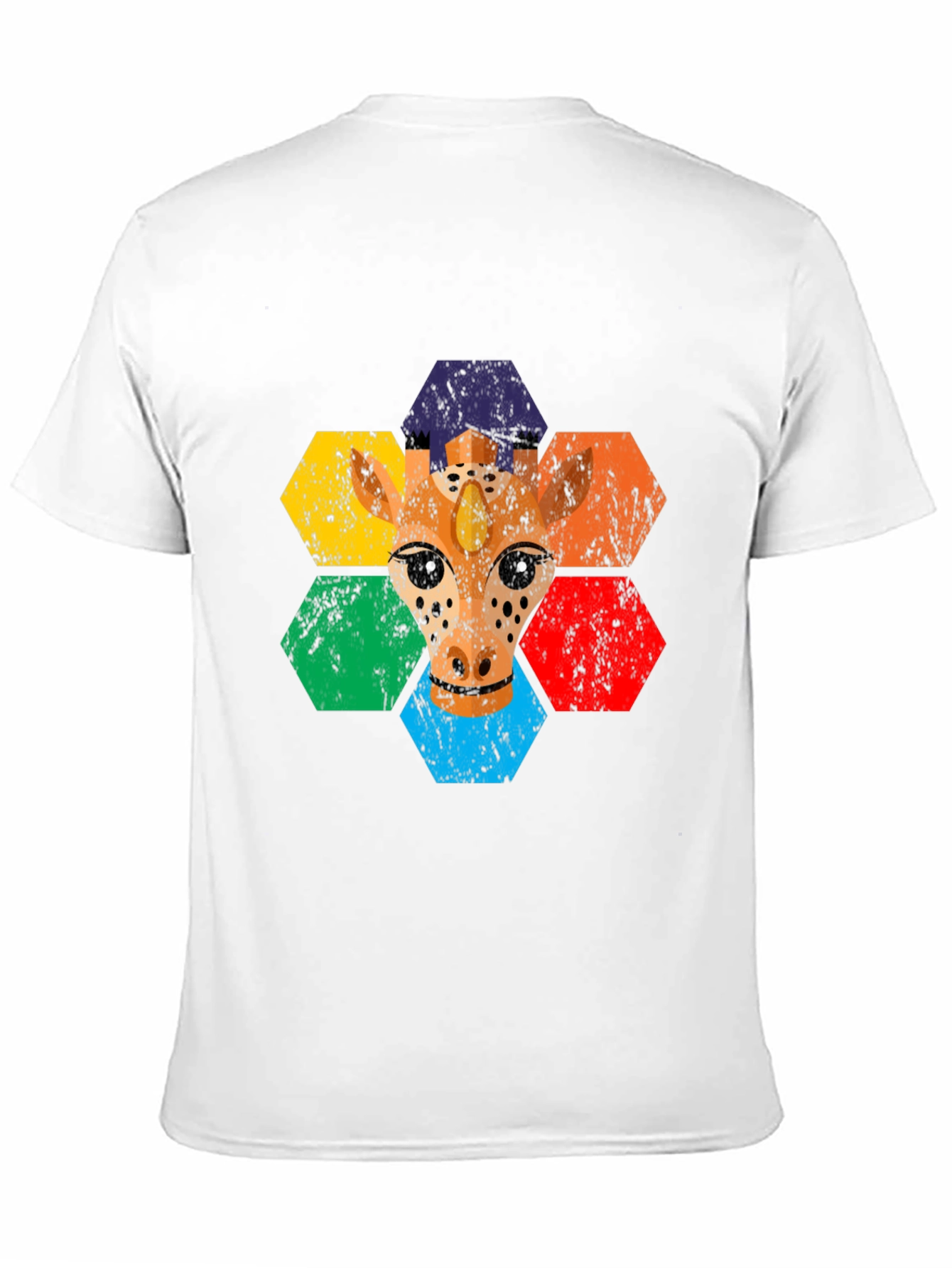 Rainbow Giraffe Hexagon T-Shirt