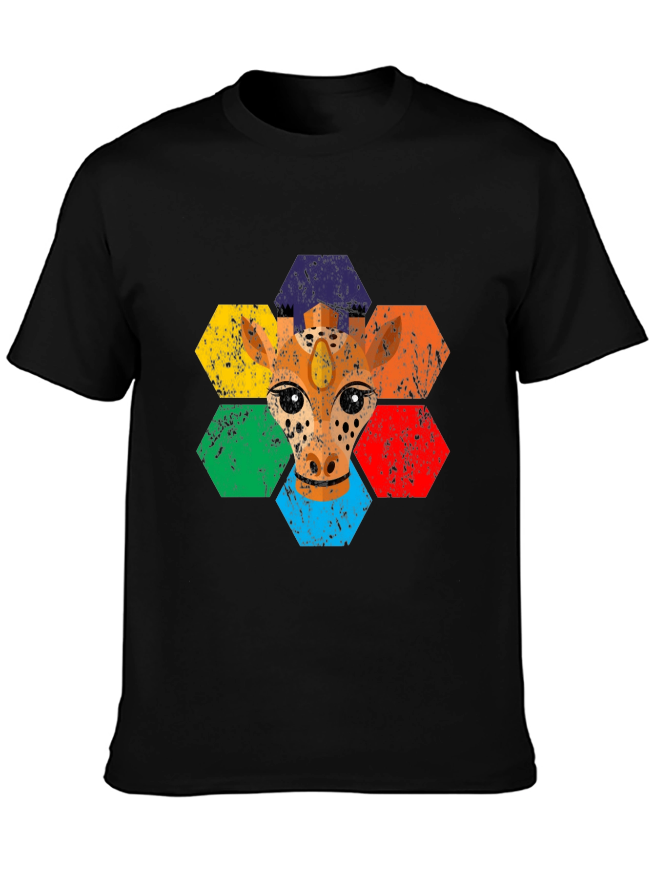 Rainbow Giraffe Hexagon T-Shirt