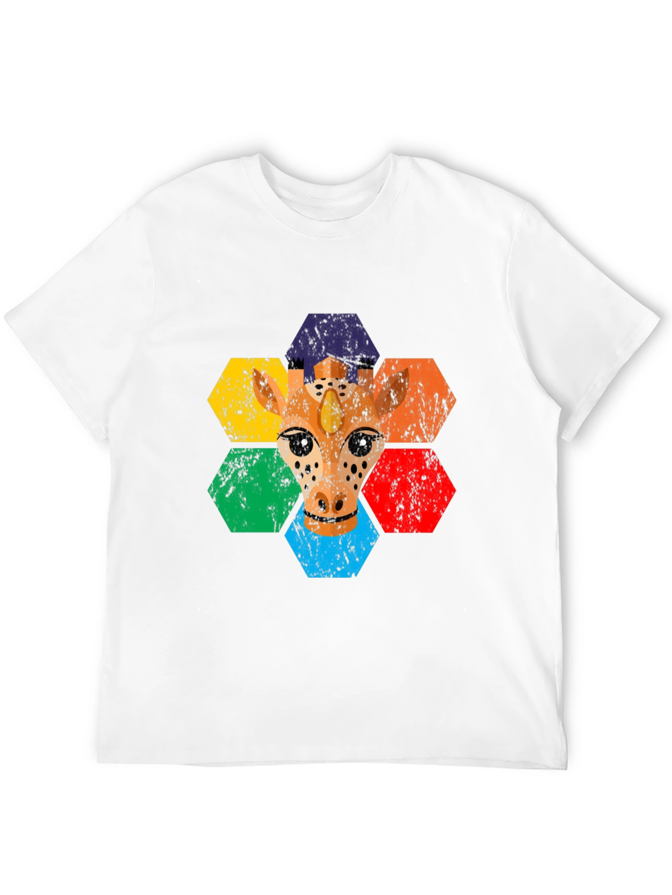Rainbow Giraffe Hexagon T-Shirt
