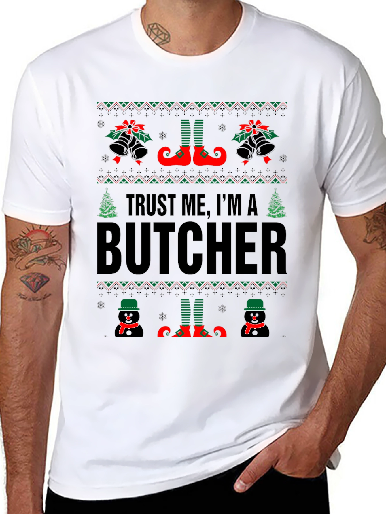 Trust Me Im A Butcher Ugly Christmas Sweater T-Shirt
