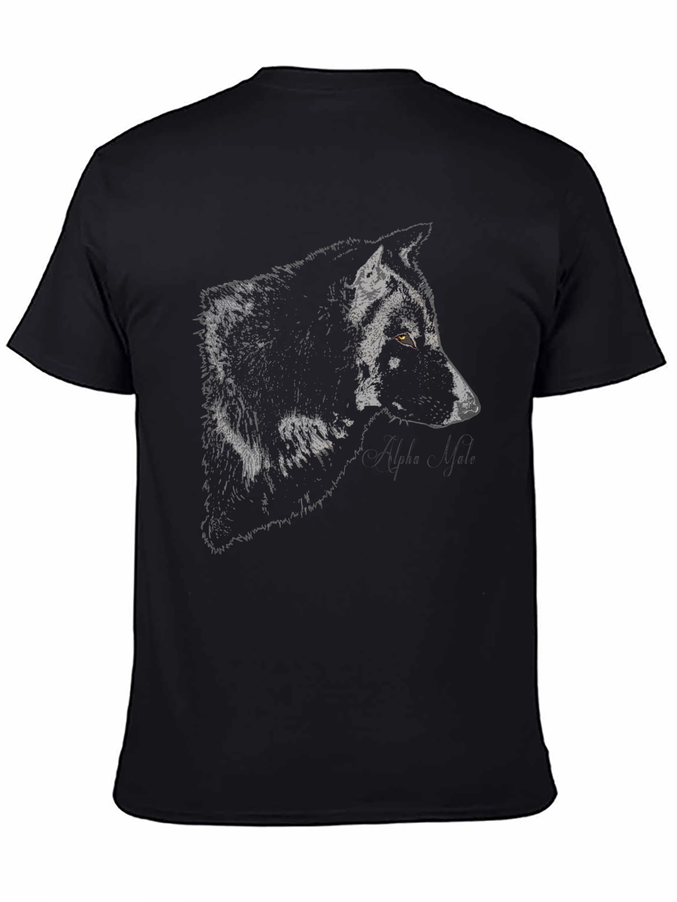 Alpha Wolf Graphic Tee - Black Cotton Blend