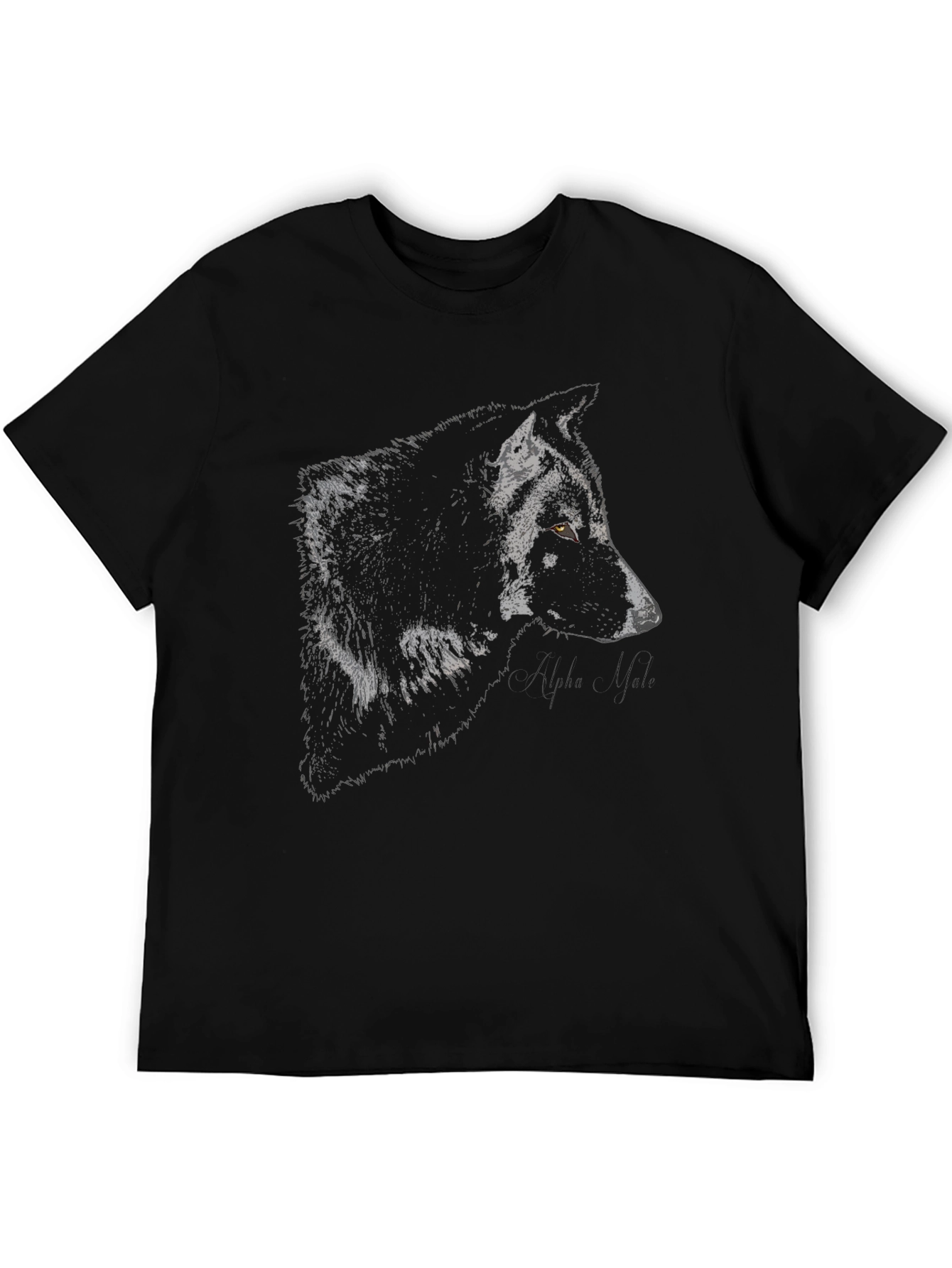 Alpha Wolf Graphic Tee - Black Cotton Blend