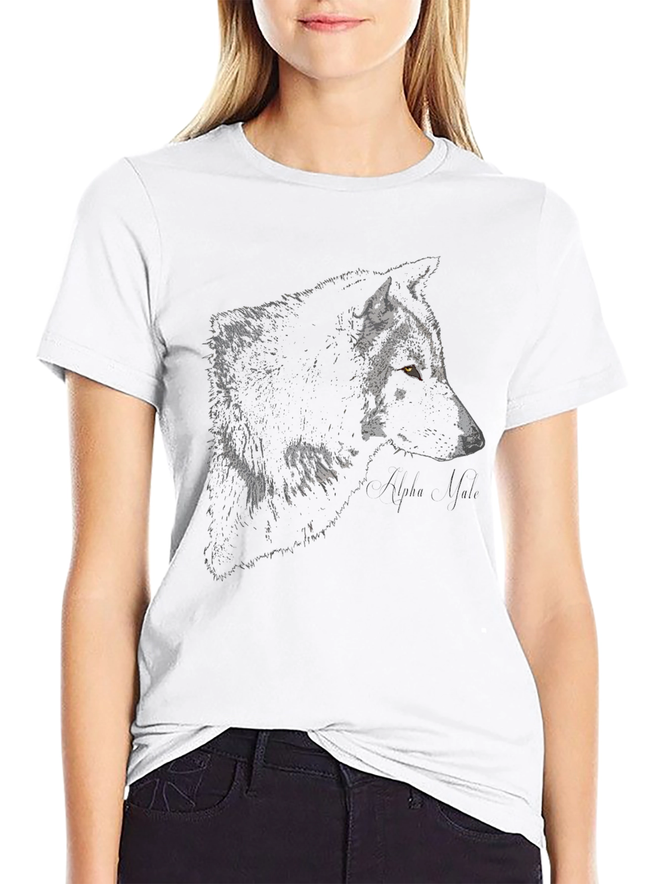 Alpha Wolf Graphic Tee - Black Cotton Blend