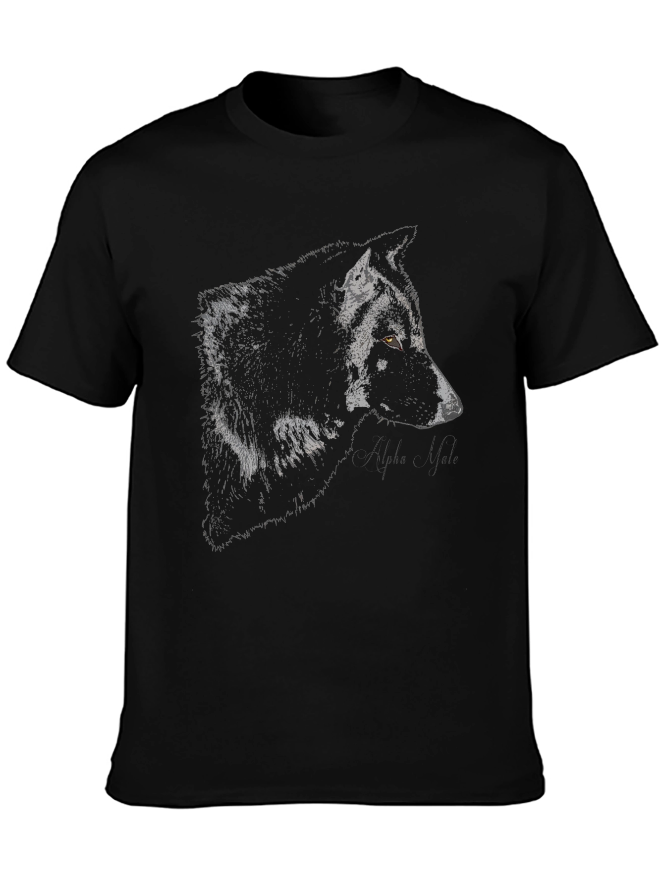 Alpha Wolf Graphic Tee - Black Cotton Blend