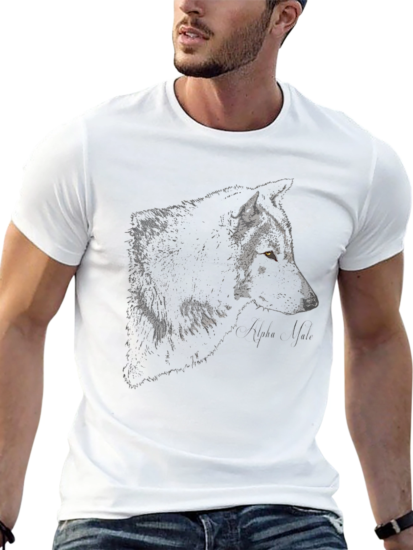 Alpha Wolf Graphic Tee - Black Cotton Blend