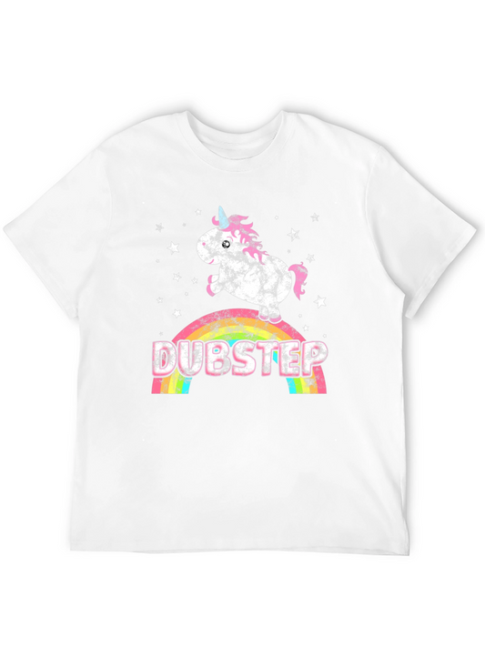 Dubstep Unicorn Graphic Tee - Black Cotton T-Shirt