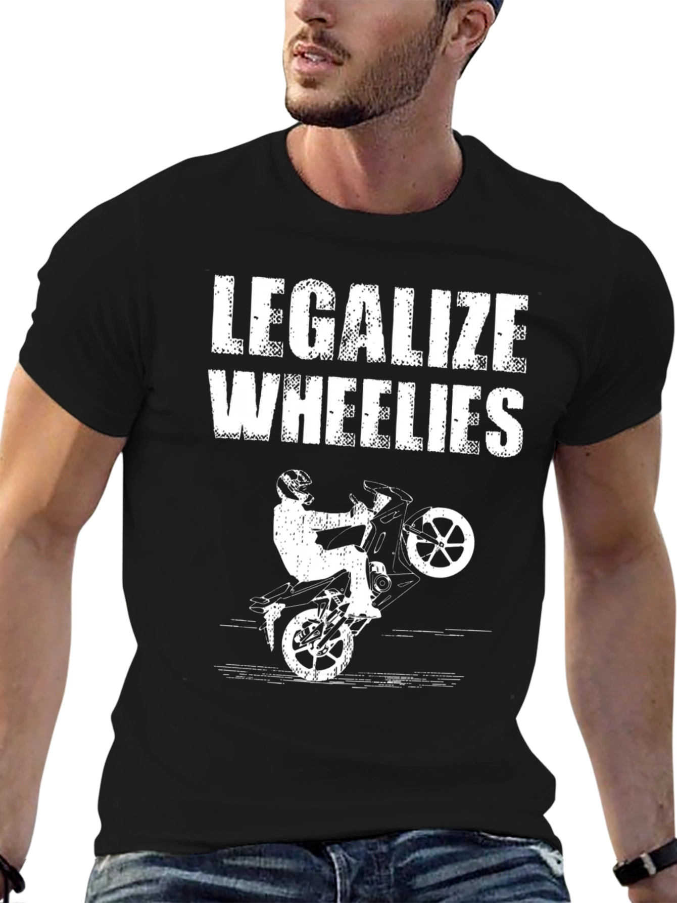 Legalize Wheelies Graphic Tee - Motorcycle Stunt Shirt