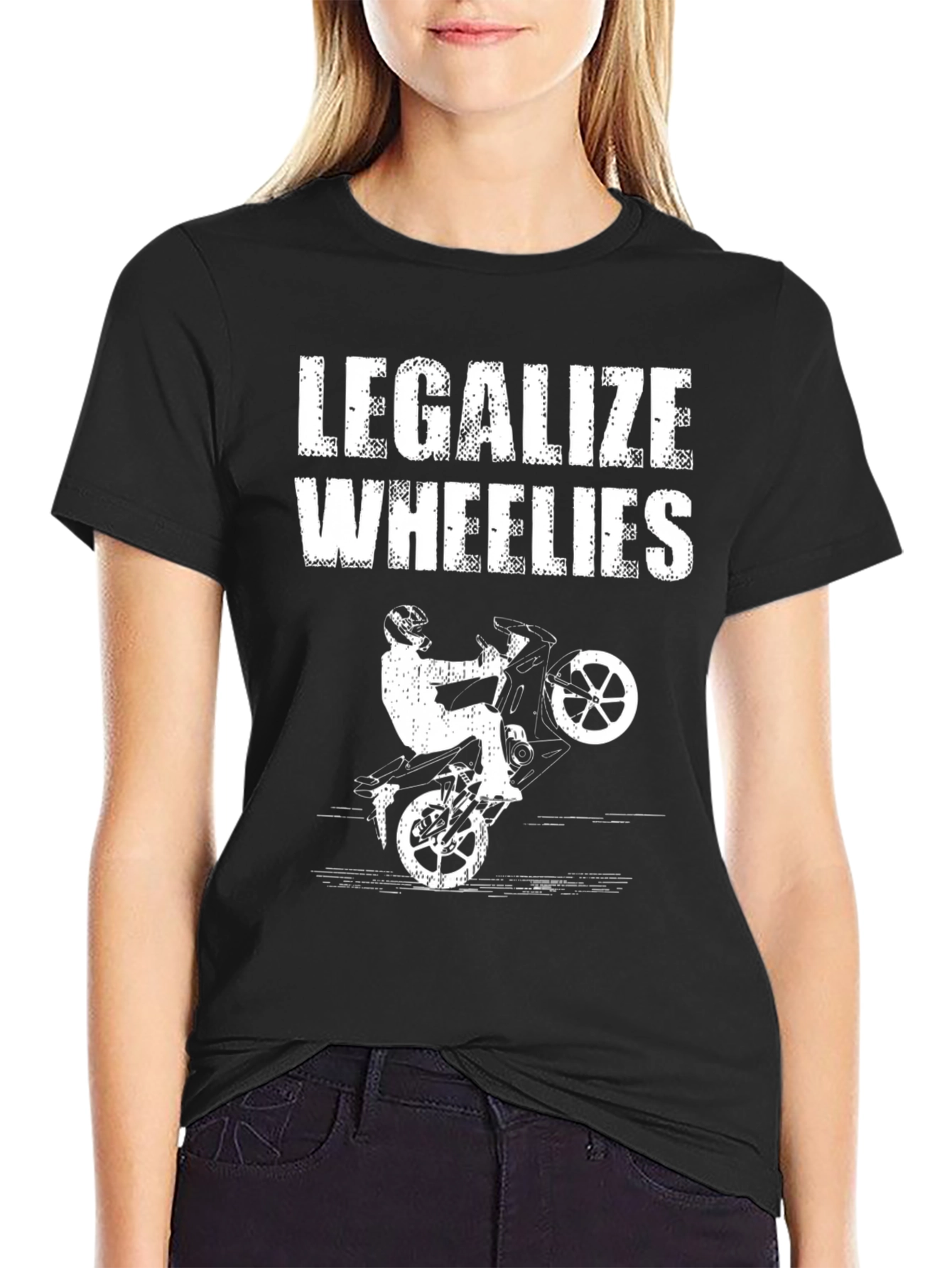 Legalize Wheelies Graphic Tee - Motorcycle Stunt Shirt