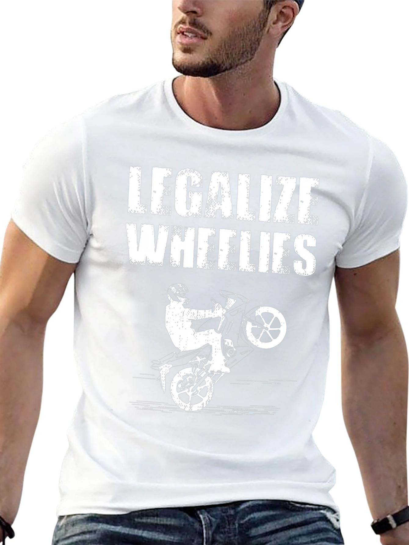 Legalize Wheelies Graphic Tee - Motorcycle Stunt Shirt