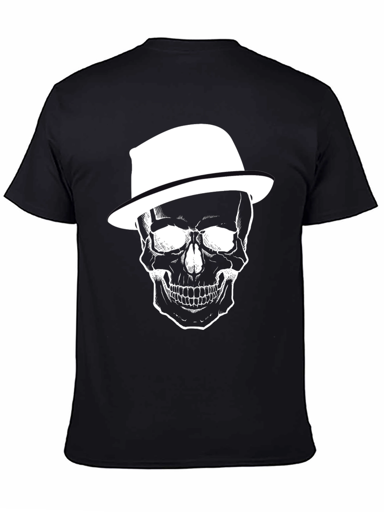 Skull with Hat Graphic Print Mens T-Shirt