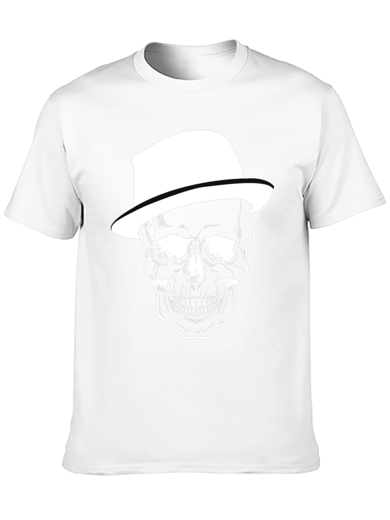 Skull with Hat Graphic Print Mens T-Shirt