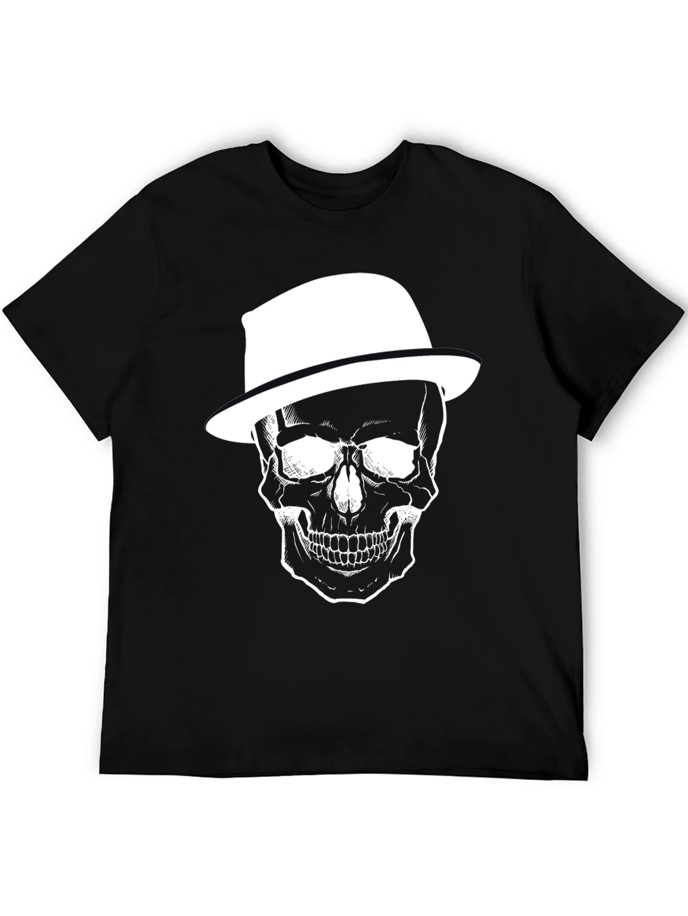 Skull with Hat Graphic Print Mens T-Shirt