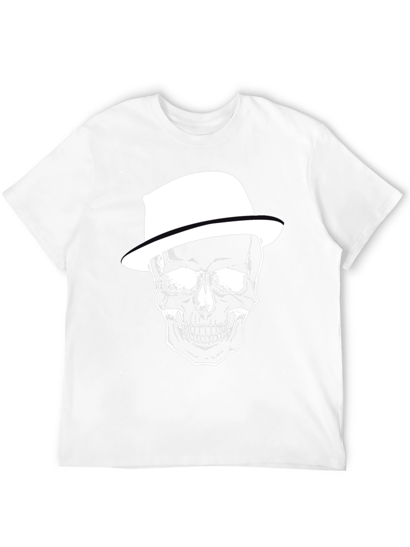 Skull with Hat Graphic Print Mens T-Shirt