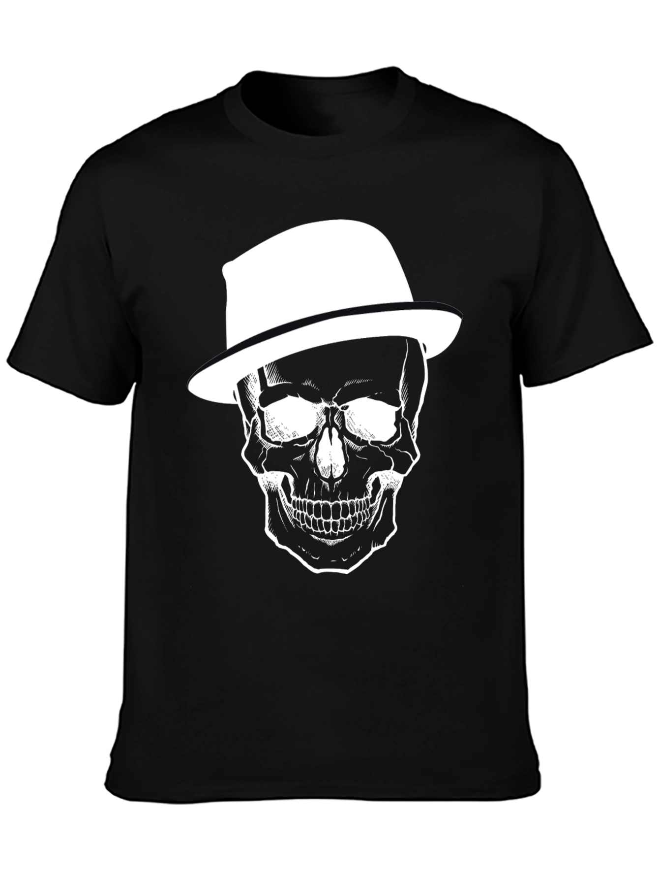 Skull with Hat Graphic Print Mens T-Shirt