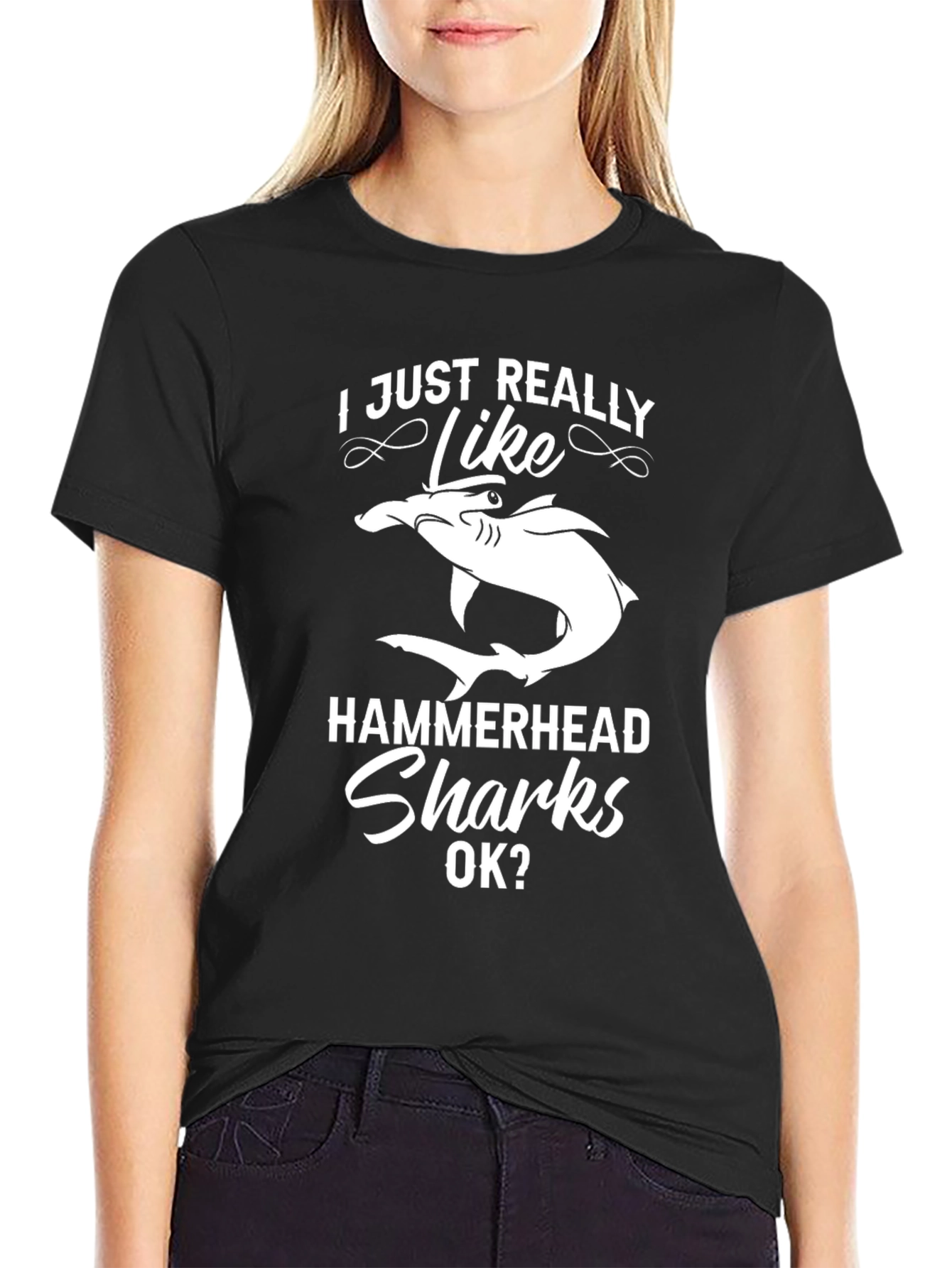 Hammerhead Sharks Graphic Tee - Black Cotton