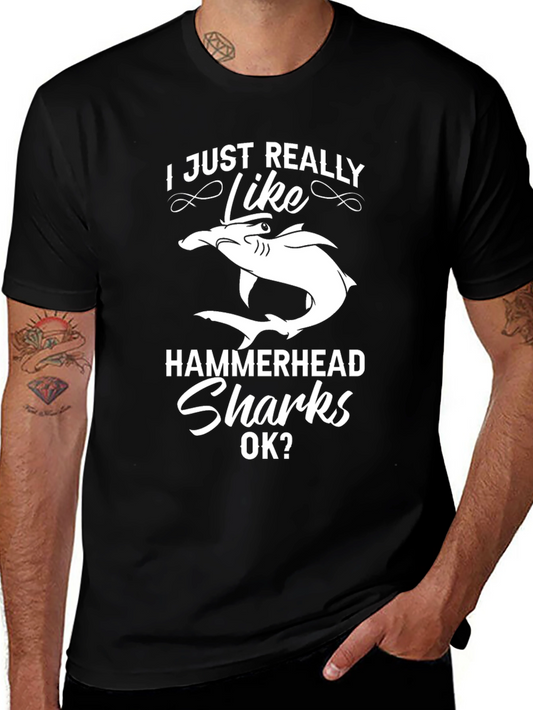 Hammerhead Sharks Graphic Tee - Black Cotton