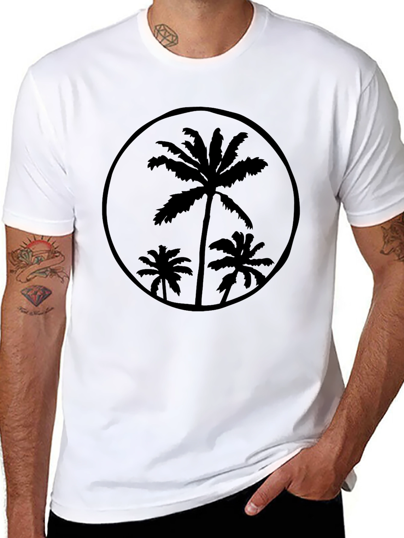 Black Palm Tree Graphic T-Shirt