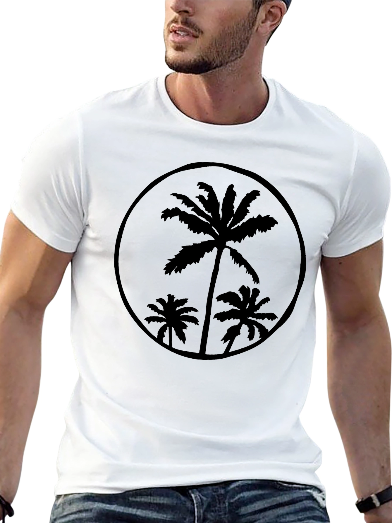 Black Palm Tree Graphic T-Shirt