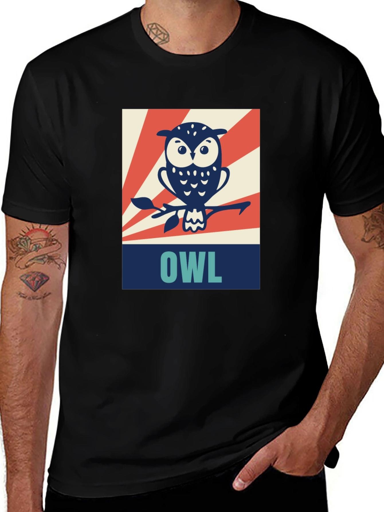 Retro Owl Graphic Tee - Cool Bird Design