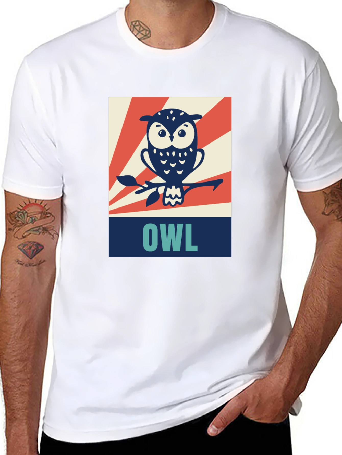 Retro Owl Graphic Tee - Cool Bird Design