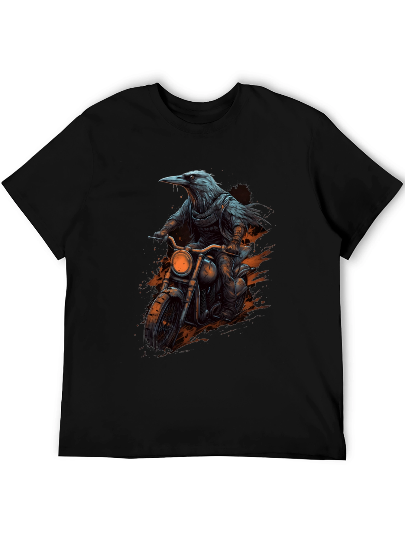 Raven Rider Graphic Tee - Cool Biker Crow T-Shirt