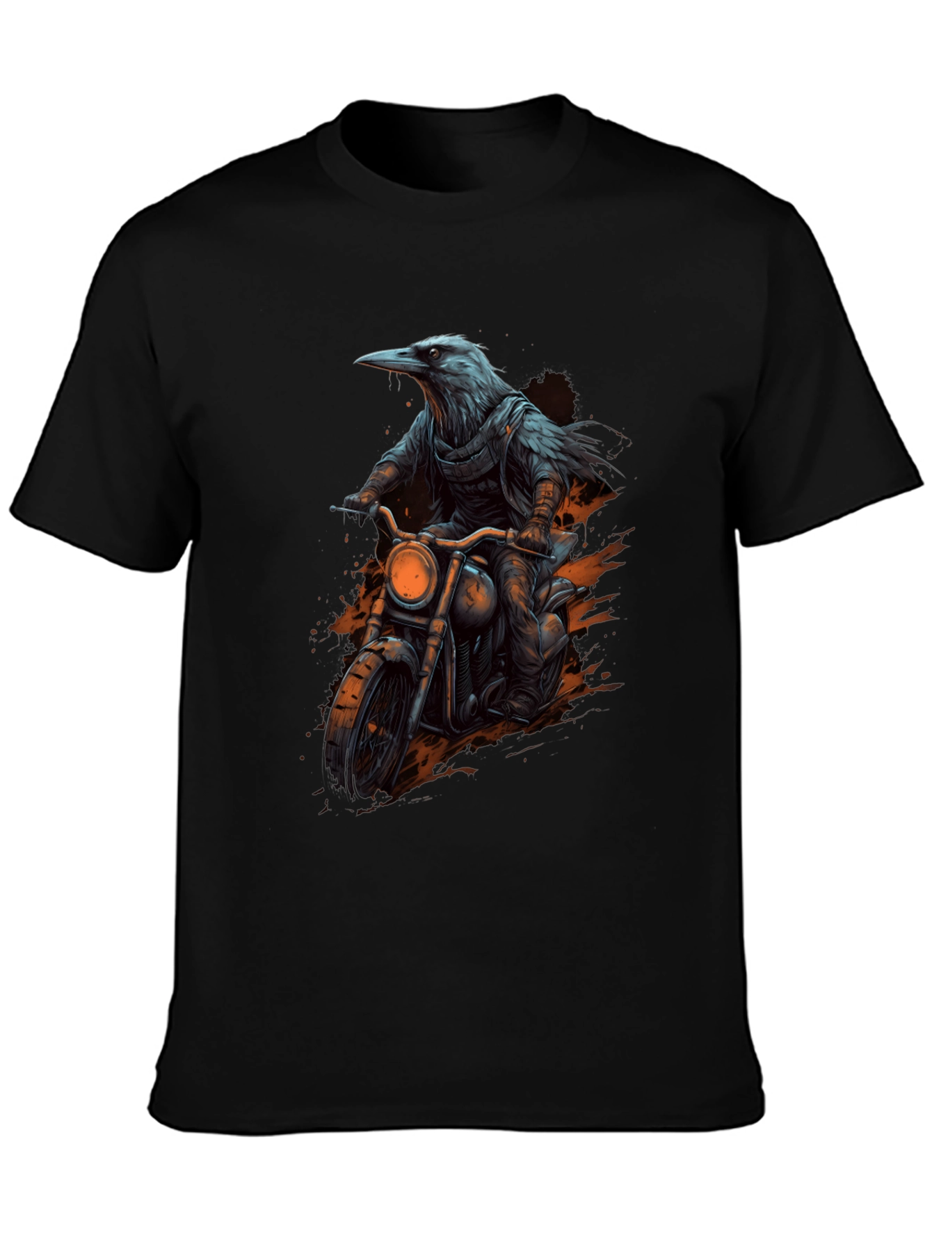 Raven Rider Graphic Tee - Cool Biker Crow T-Shirt