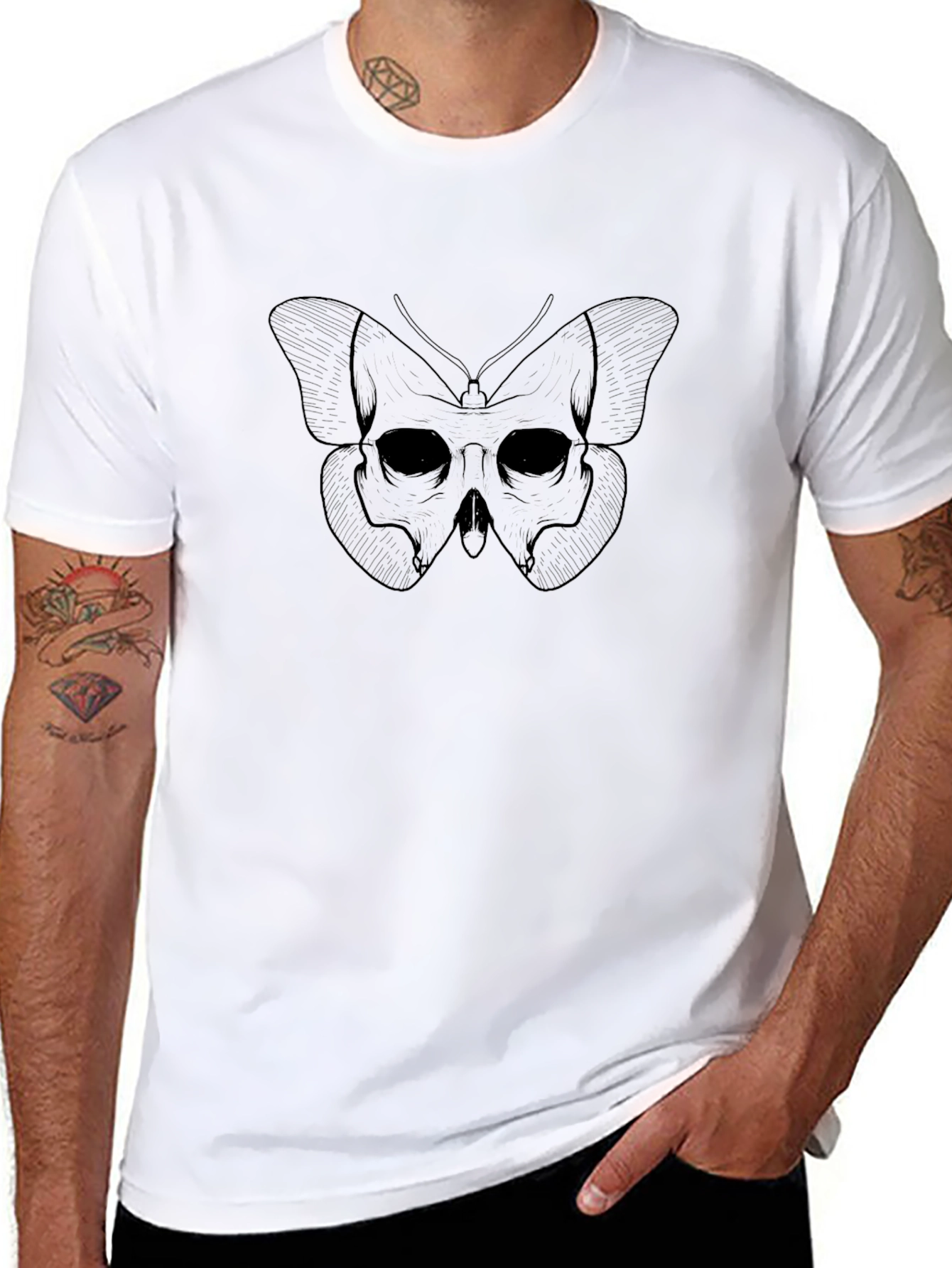 Skull Butterfly Graphic Tee - Mens