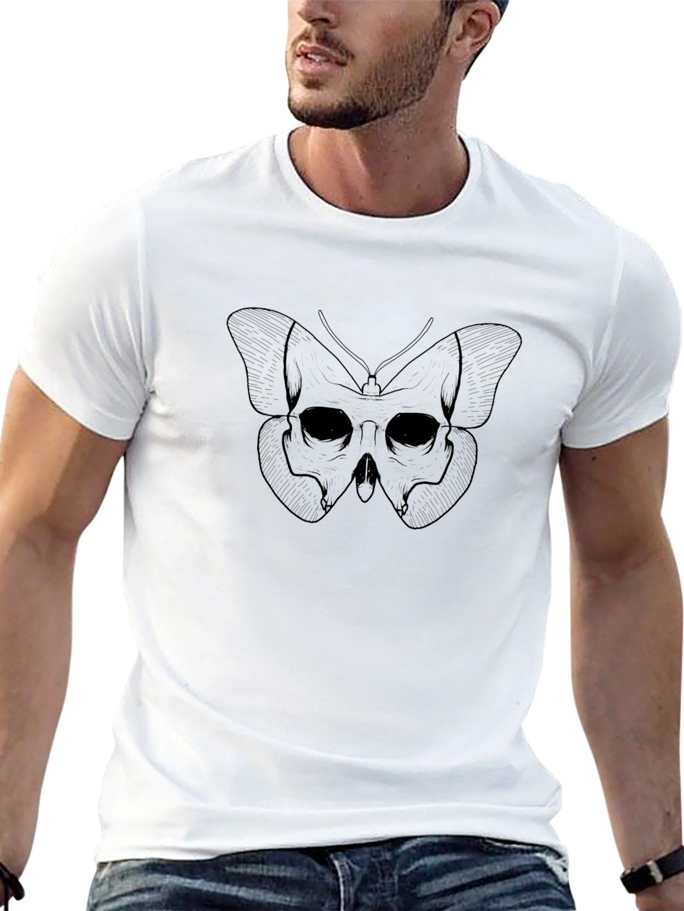 Skull Butterfly Graphic Tee - Mens