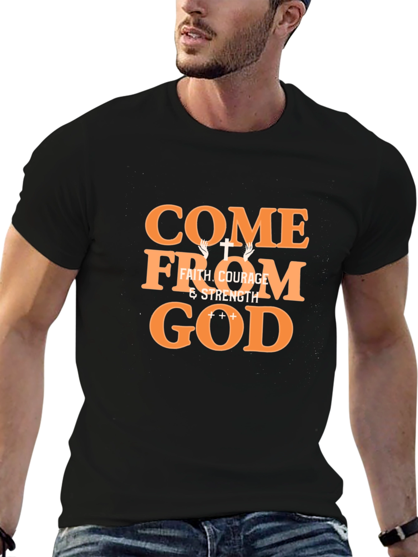 Come From God Faith Graphic Tee - Black