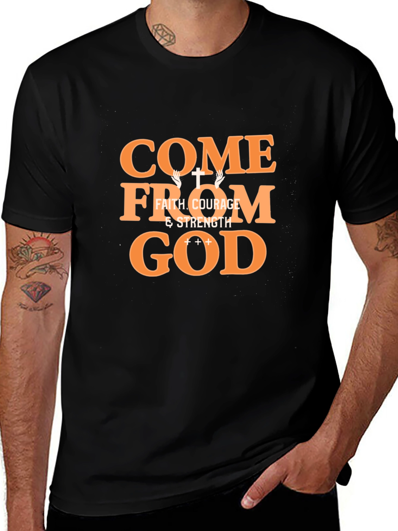 Come From God Faith Graphic Tee - Black