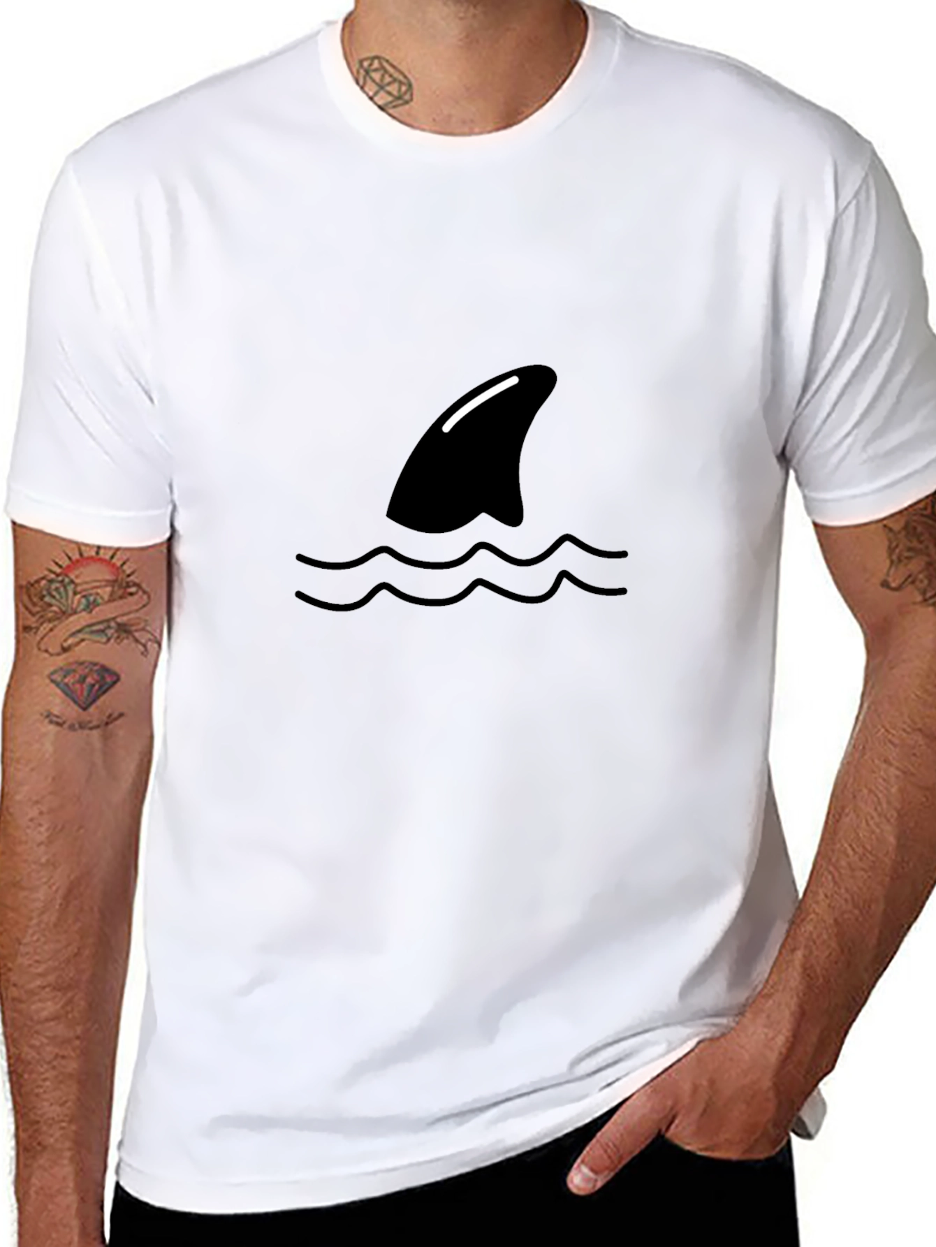 Shark Fin Graphic Tee - Mens Black T-Shirt