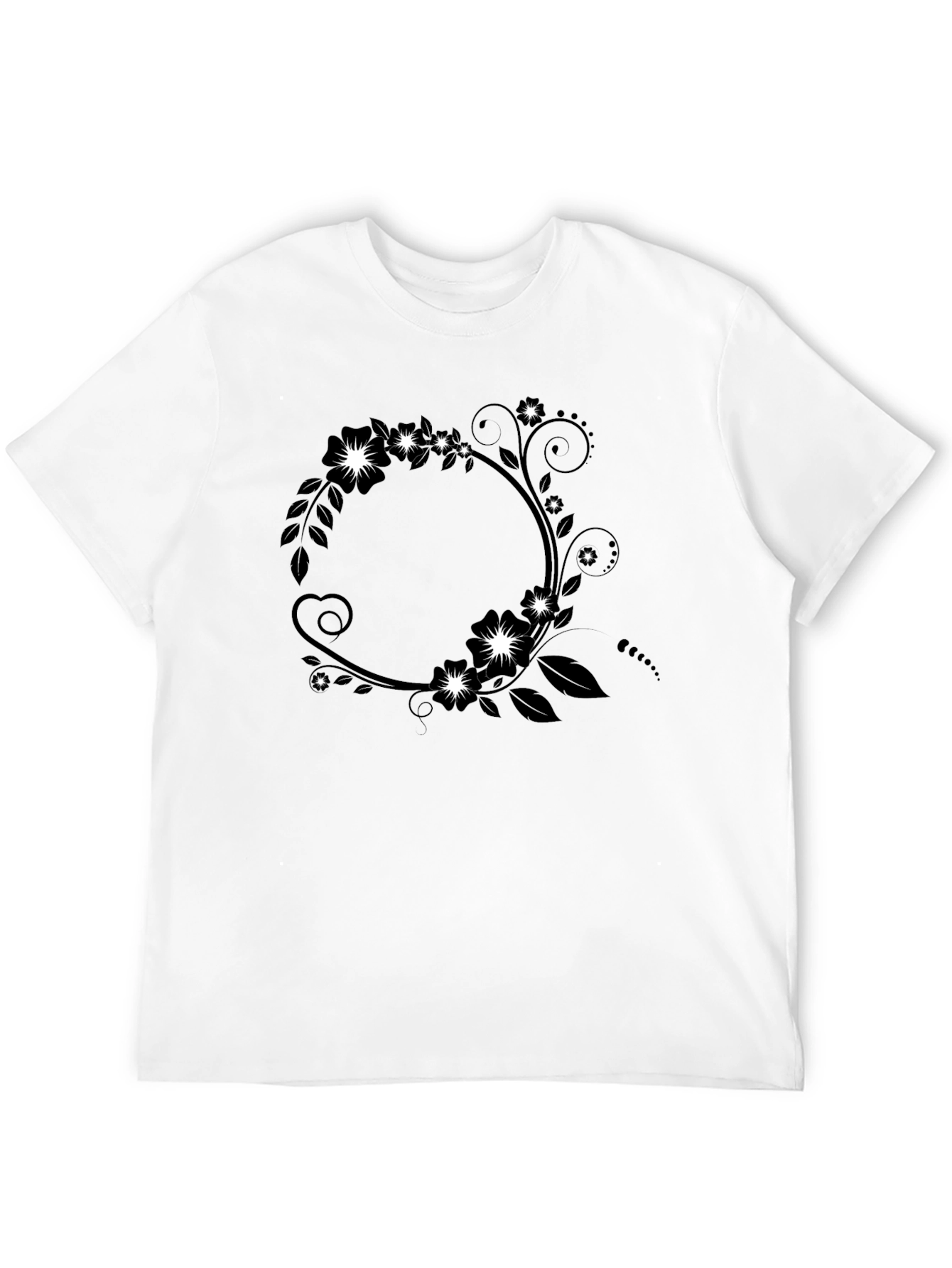Floral Circle Graphic Tee - Black