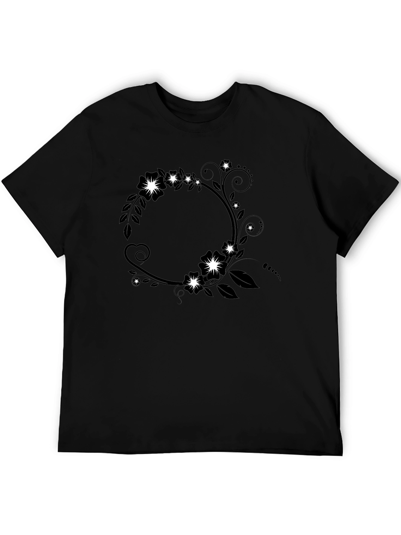 Floral Circle Graphic Tee - Black