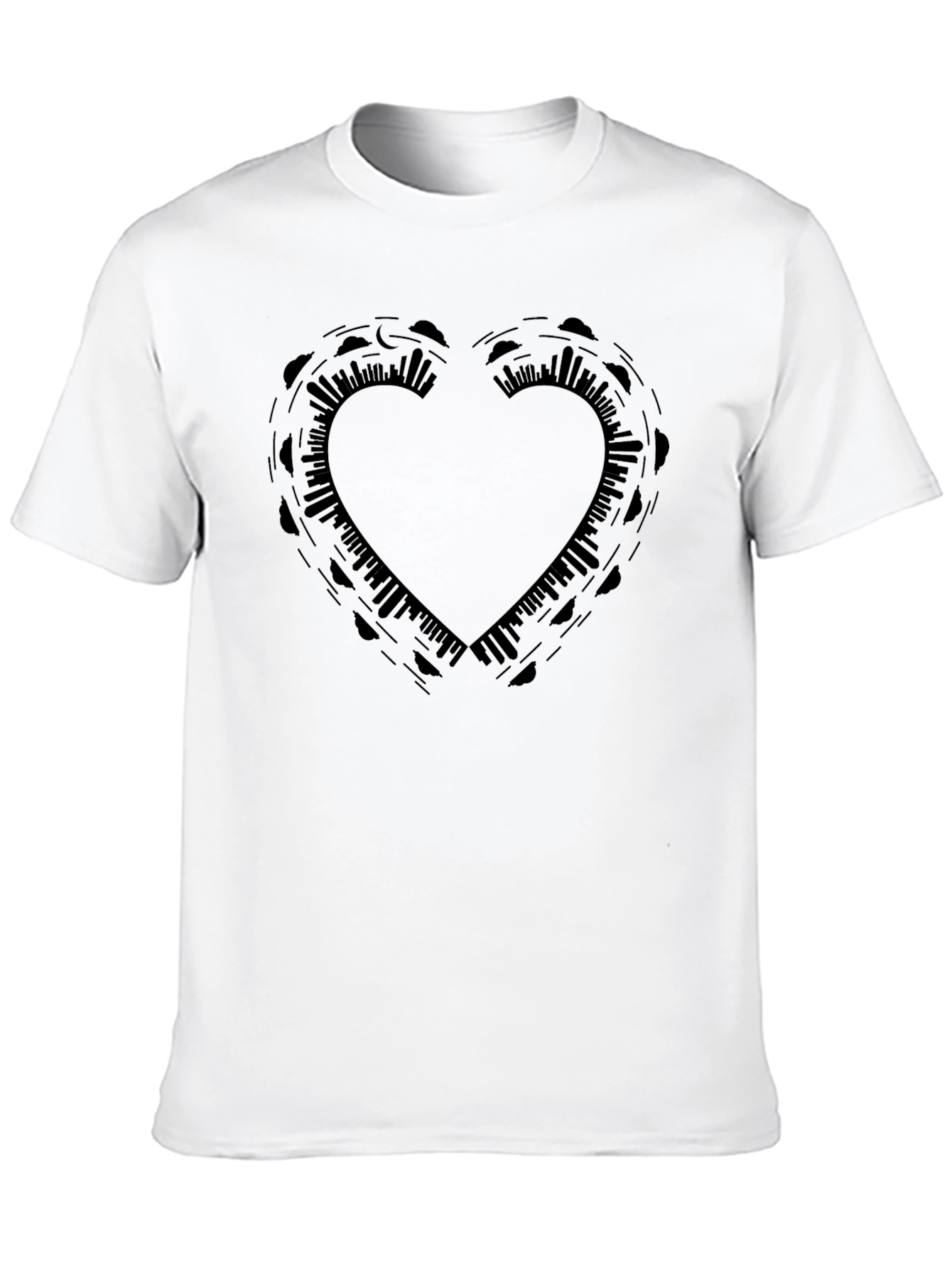Heart Design Black T-Shirt