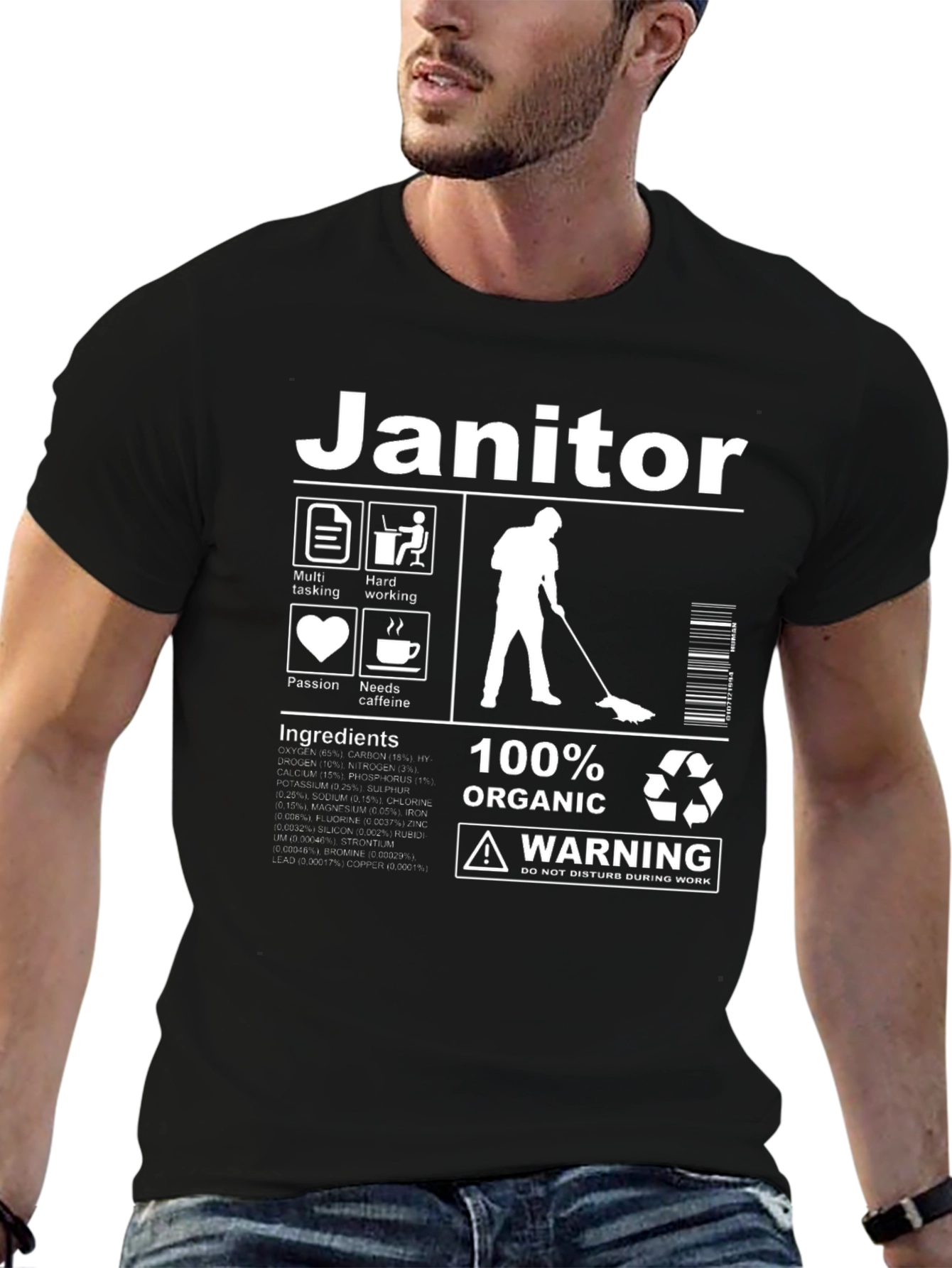 Janitor 100% Organic Warning T-Shirt