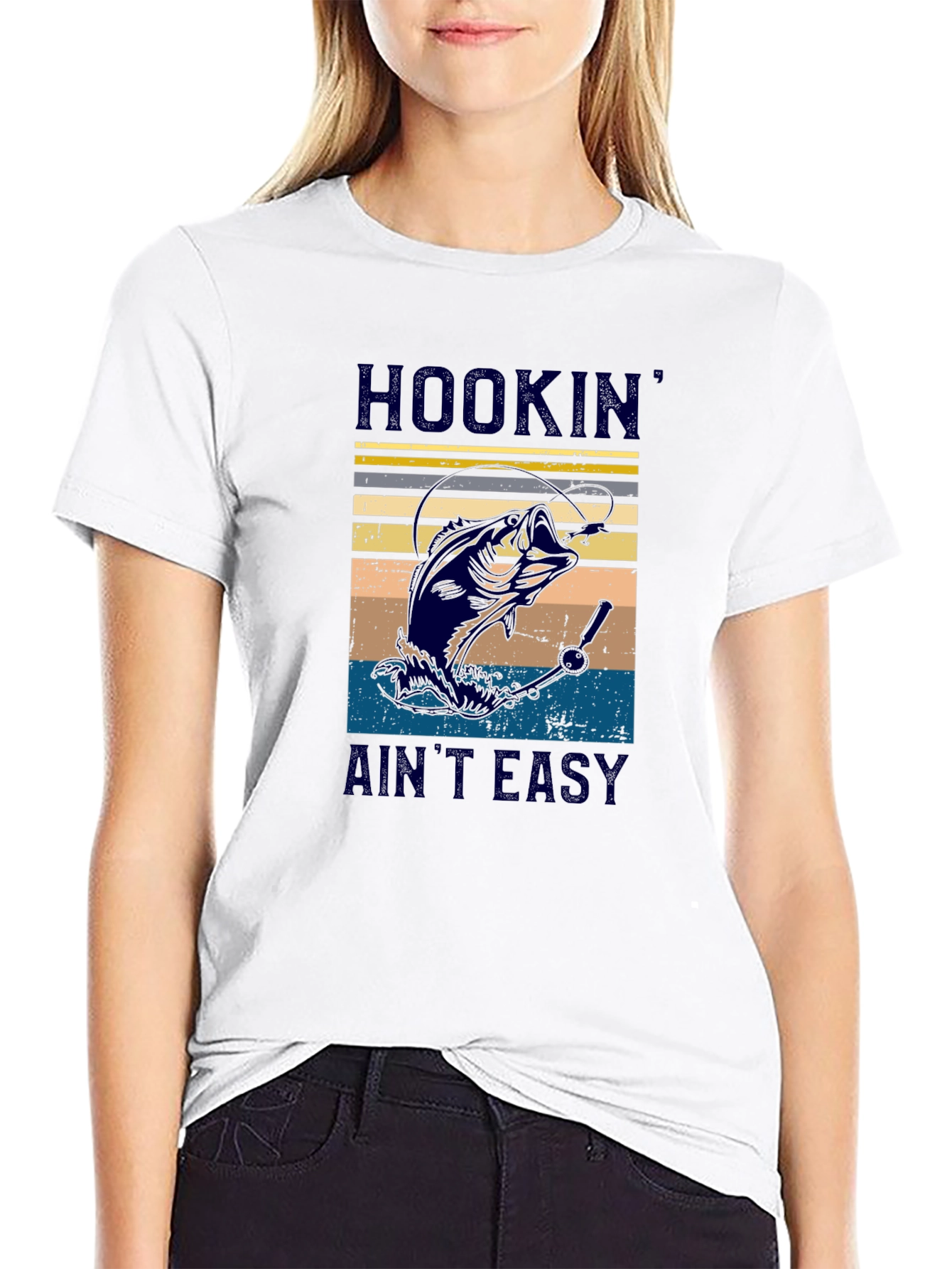 Hookin Aint Easy Fishing Graphic T-Shirt
