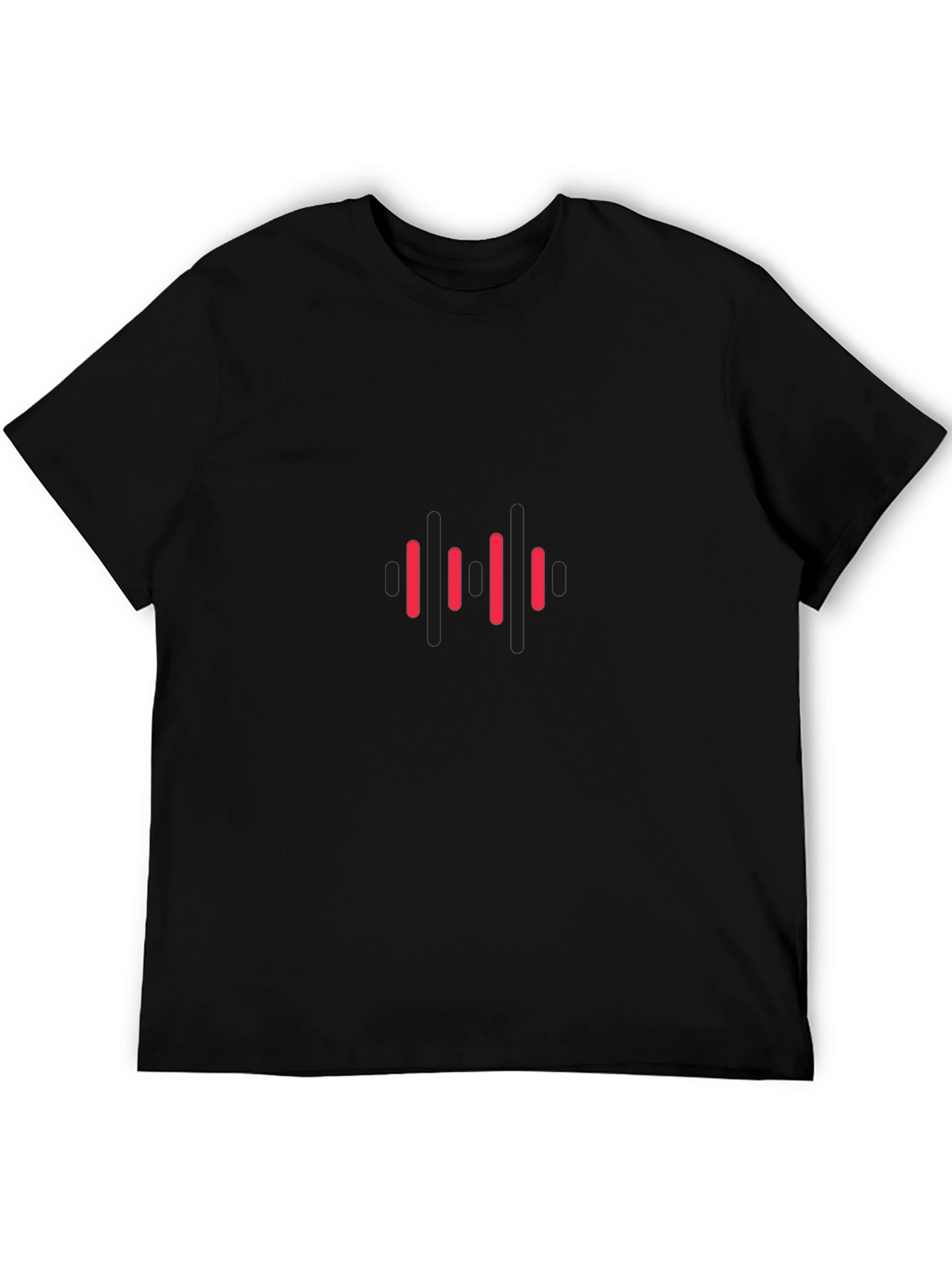 Modern Graphic Tee - Red Equalizer Design on Black