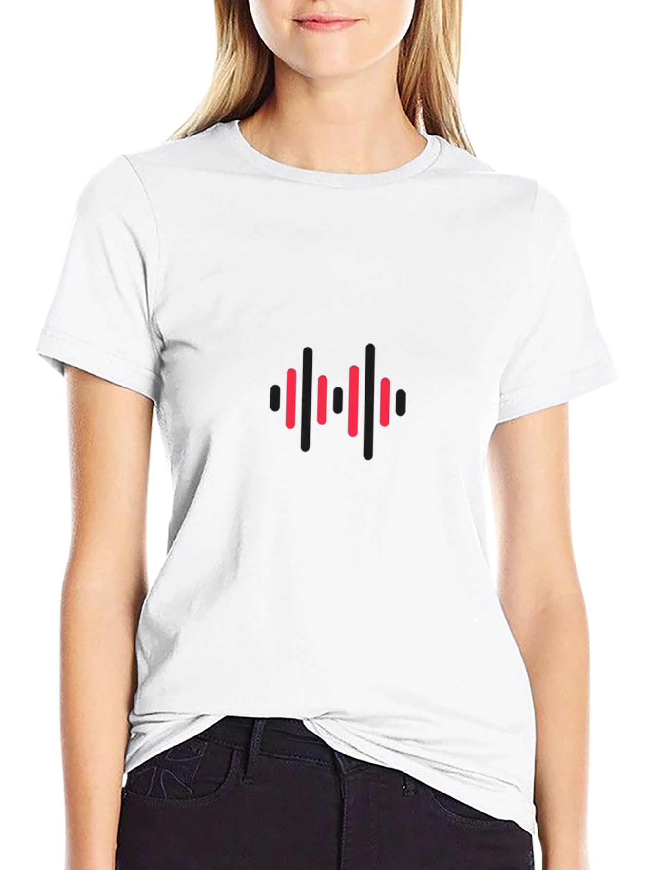 Modern Graphic Tee - Red Equalizer Design on Black