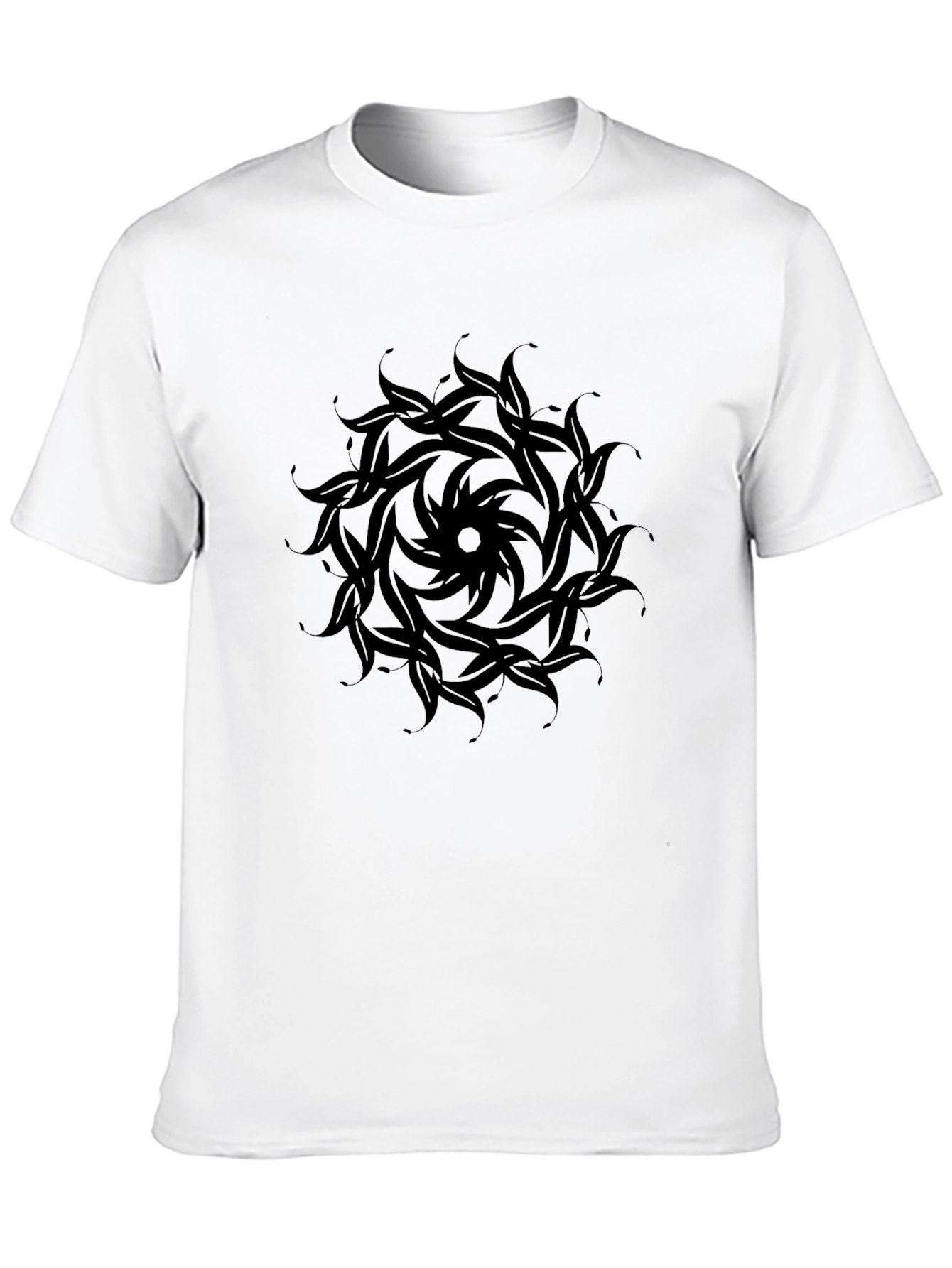 Abstract Floral Mandala Black T-Shirt
