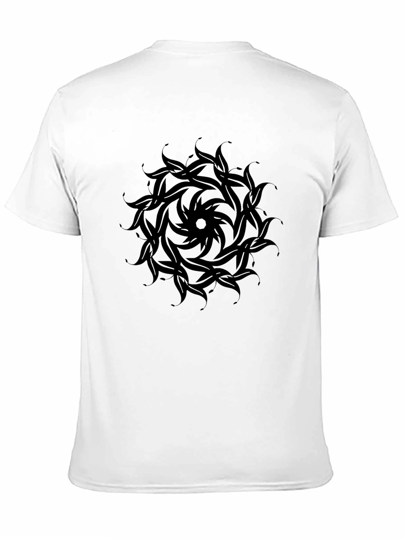 Abstract Floral Mandala Black T-Shirt
