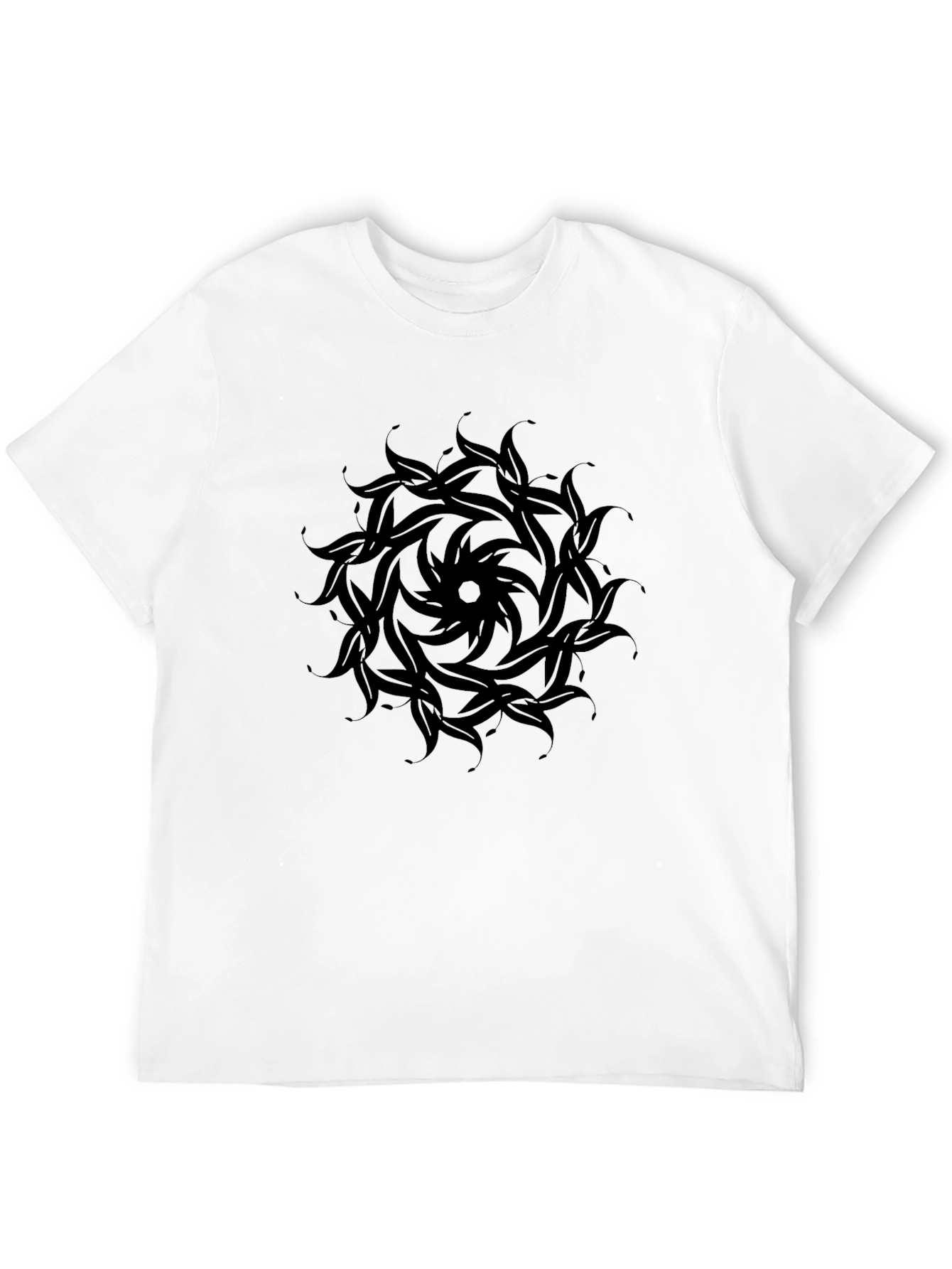Abstract Floral Mandala Black T-Shirt