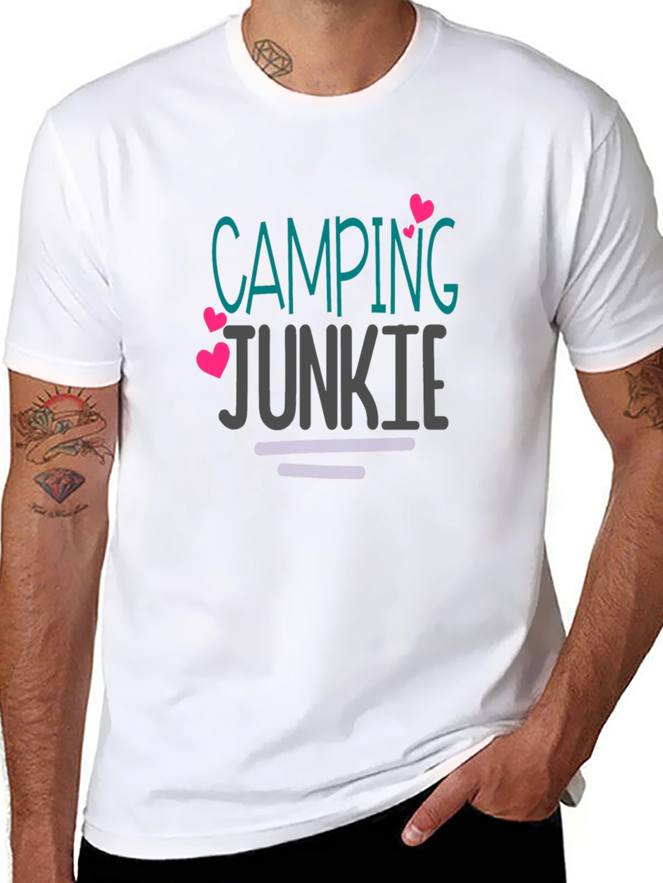 Camping Junkie Graphic T-Shirt Black Cotton