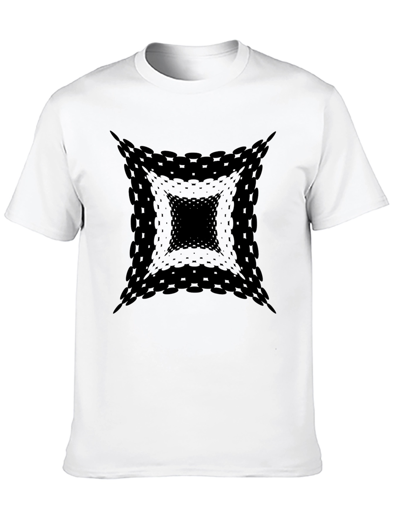 Mens Black Abstract Square Graphic Tee