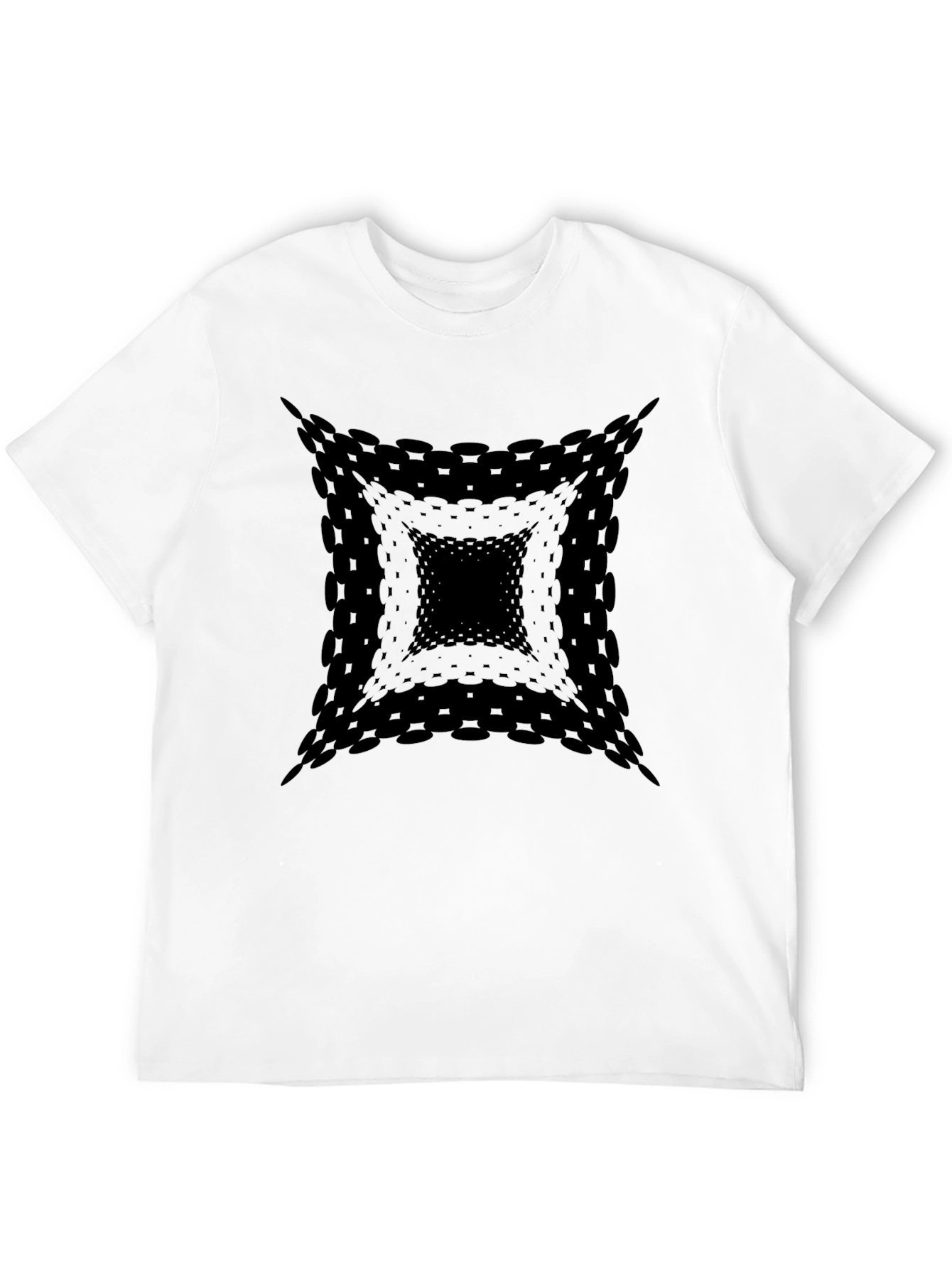 Mens Black Abstract Square Graphic Tee