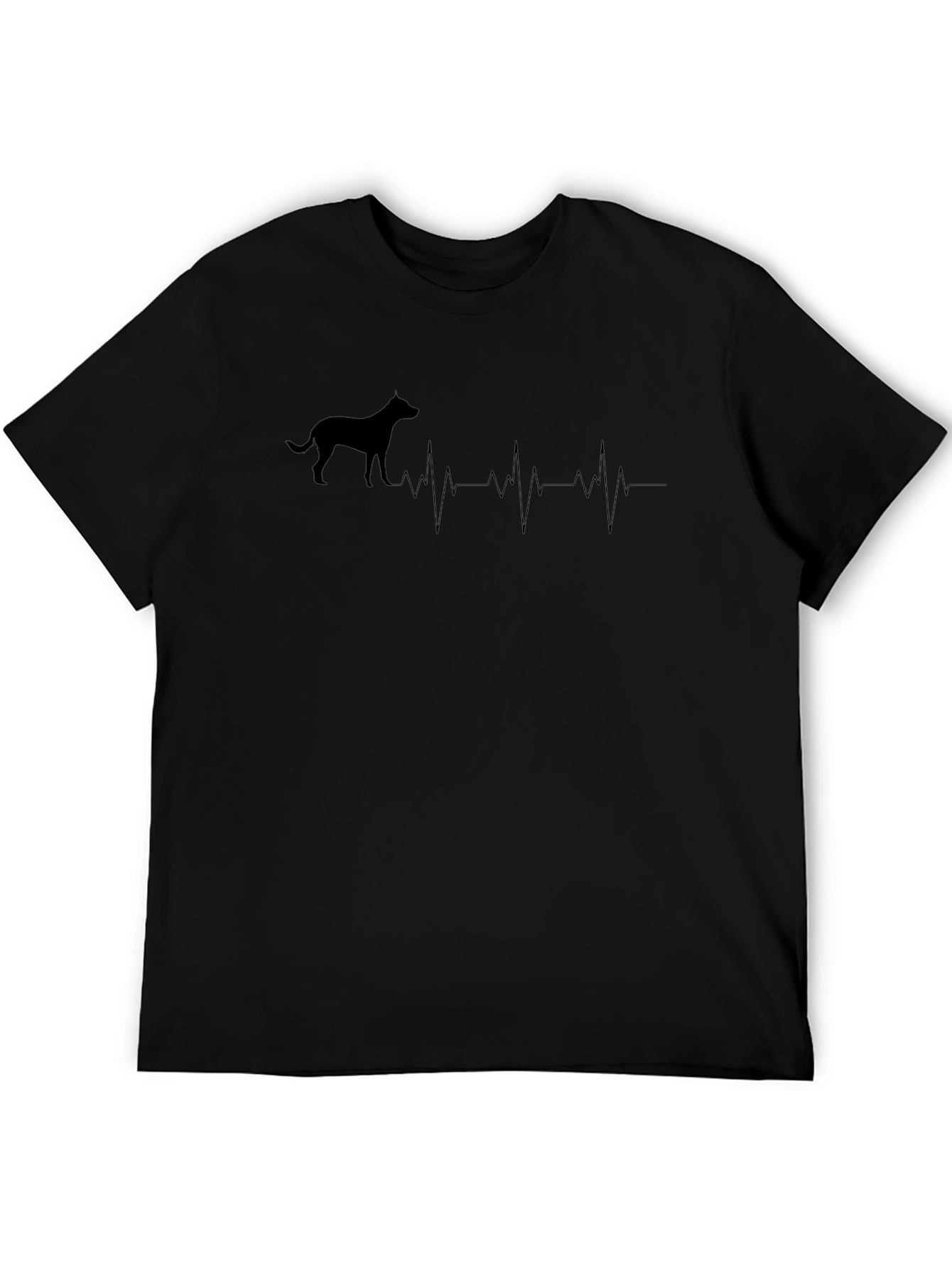 Dog Heartbeat Graphic Tee - Black Cotton Comfort