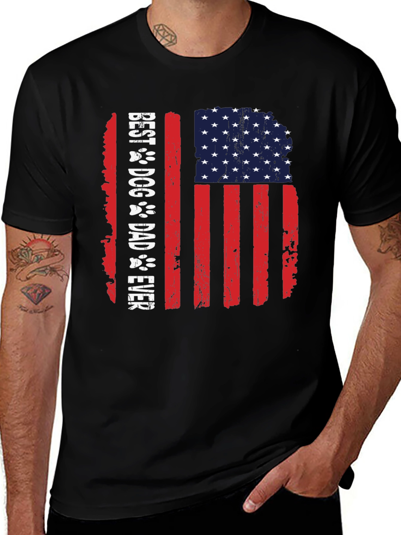 Best Dog Dad Ever American Flag T-Shirt