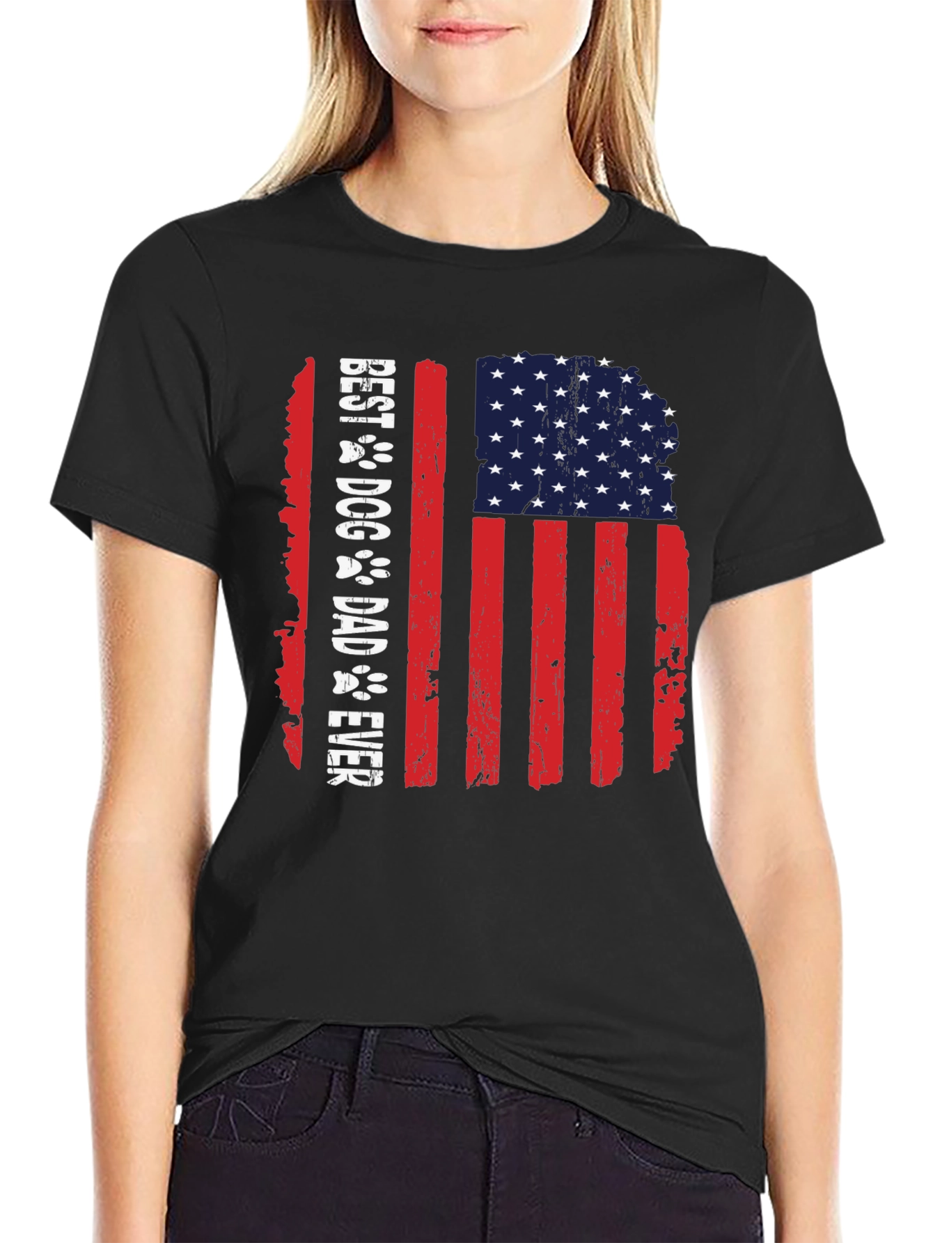 Best Dog Dad Ever American Flag T-Shirt