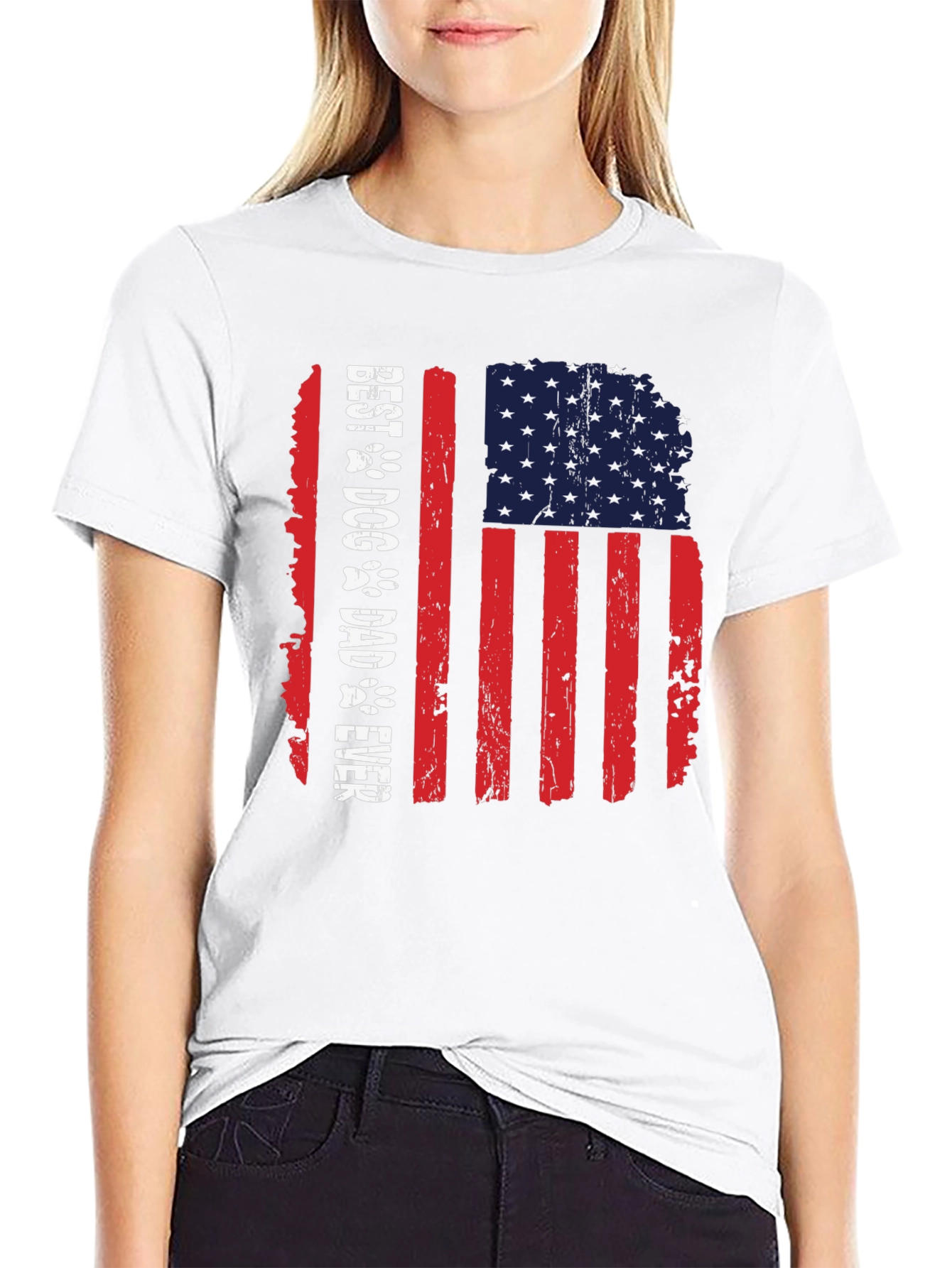 Best Dog Dad Ever American Flag T-Shirt